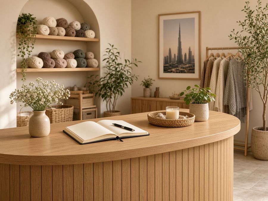 Contact desk at Steadymesa Studio in Dubai